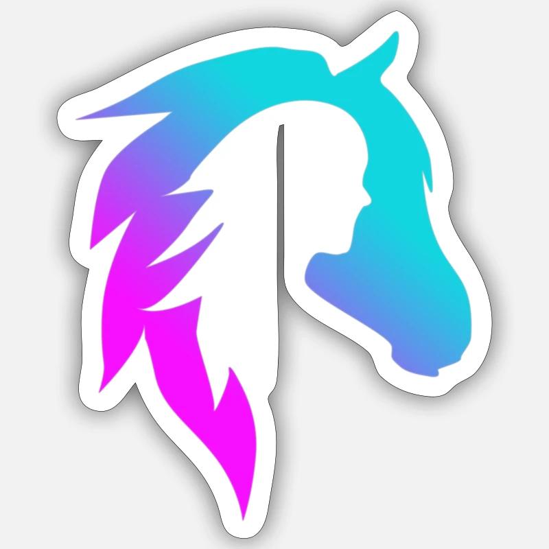 Pferdekopf mit Mädchen Sticker Größe S (10 x 10 cm)