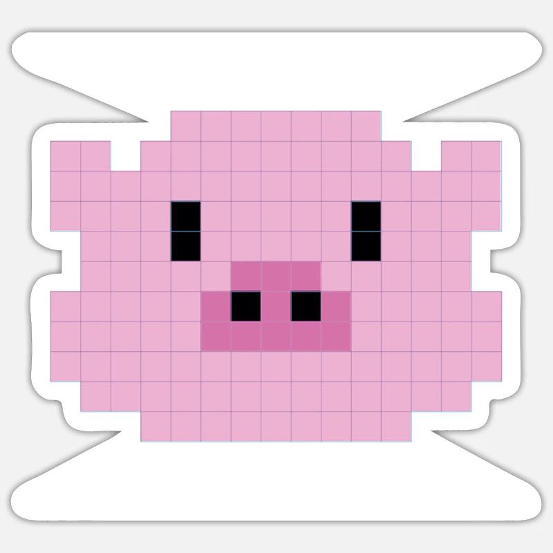 Pixelated pig head - Sticker size S (10 x 10 cm) - white matte