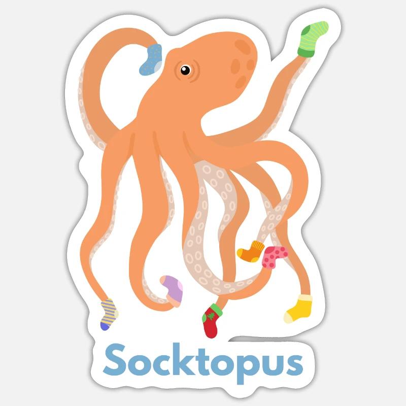 Socktopus - Sticker size S (10 x 10 cm) - white matte