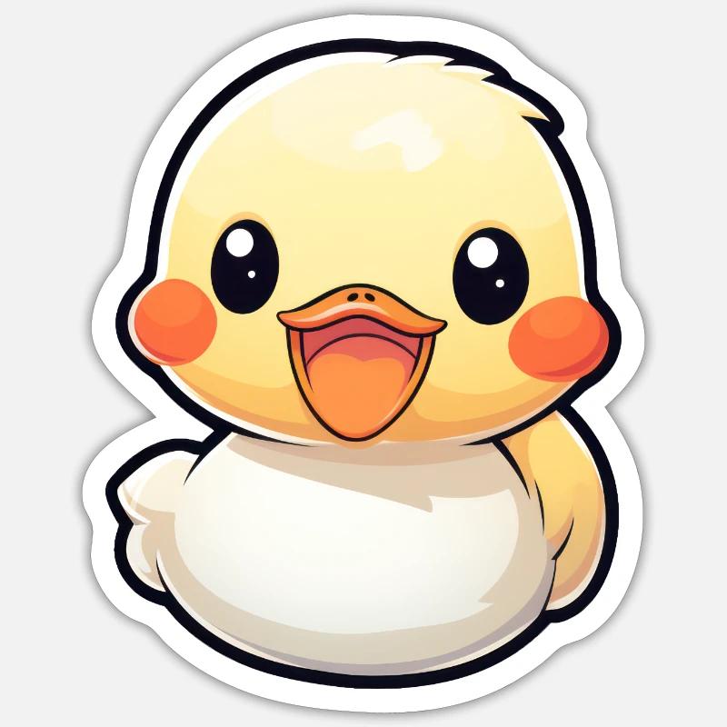 mignon petit canard - Sticker taille S (10 x 10 cm) - blanc mat