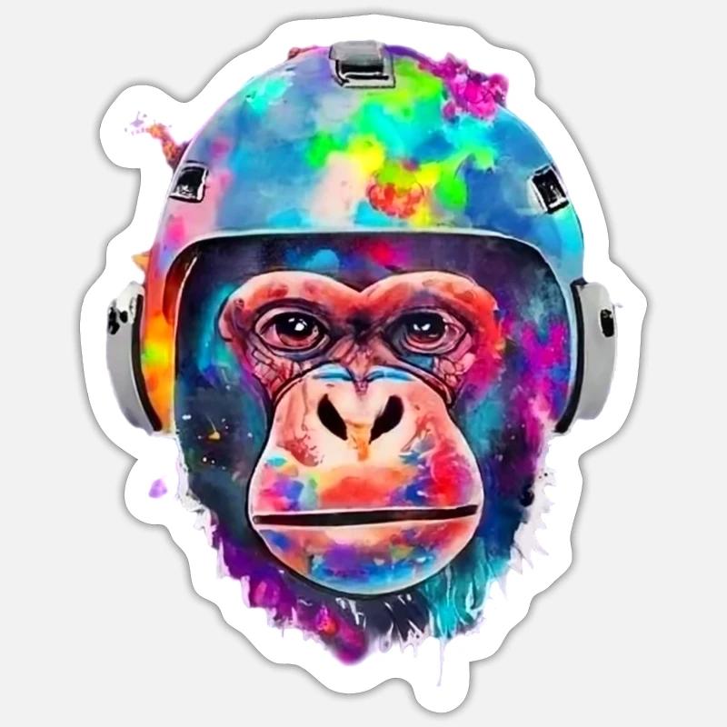Monkey with a space helmet Sticker size S (10 x 10 cm)