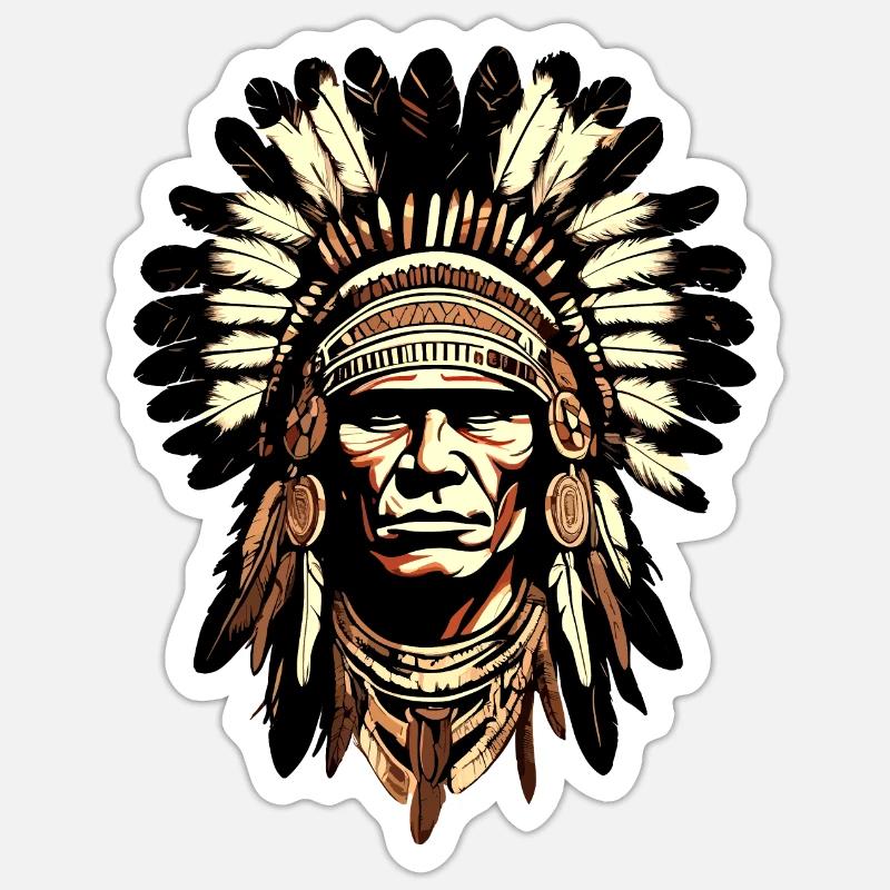 actek apache indian - Sticker Größe S (10 x 10 cm) - Mattweiß