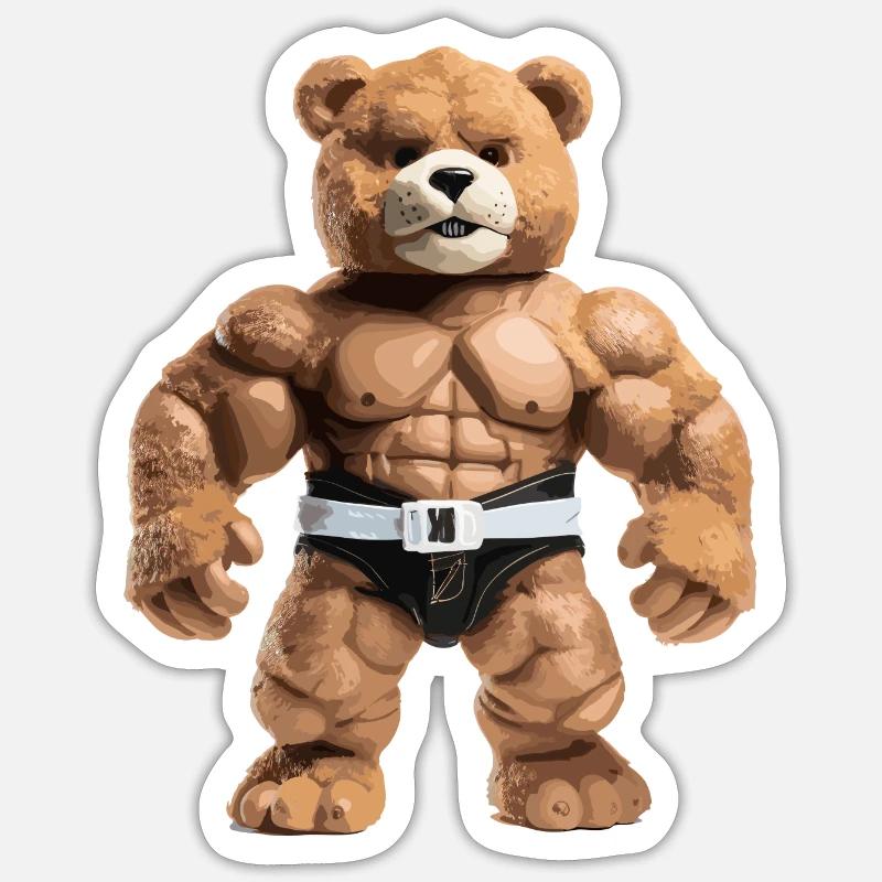 strong teddy bear - Sticker size S (10 x 10 cm) - white matte