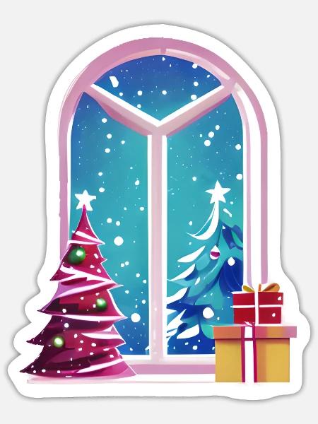 Weihnachten Geschenk Weihnachtsbaum weihnachtlich - Sticker Größe S (10 x 10 cm) - Mattweiß