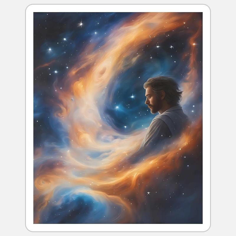 God transcends in stardust - Sticker size S (10 x 10 cm) - white matte