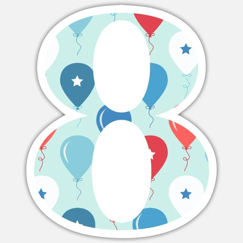 8th anniversary balloon - Sticker size S (10 x 10 cm) - white matte