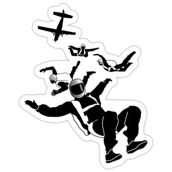 Fallschirm Action, Fallschirmspringer - Sticker Größe S (10 x 10 cm) - Mattweiß - Vorne