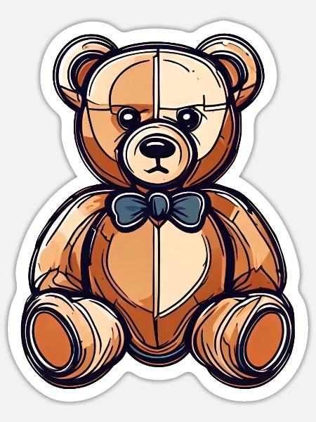 Teddybär / Kuscheltier / Stofftier / Geschenkidee - Sticker Größe S (10 x 10 cm) - Mattweiß