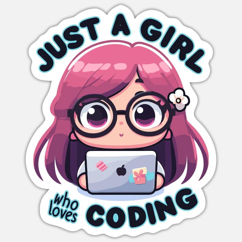 EINFACH EIN MÄDCHEN, DAS DAS PROGRAMMIEREN LIEBT Sticker Größe S (10 x 10 cm)