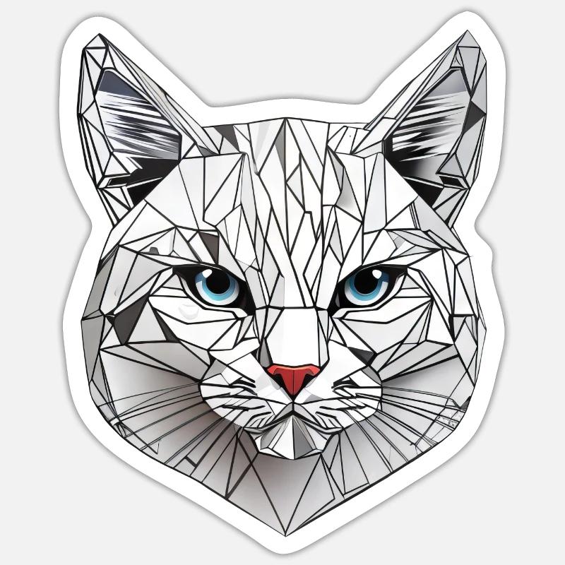 Polygon Geometry Cat - Sticker size S (10 x 10 cm) - white matte