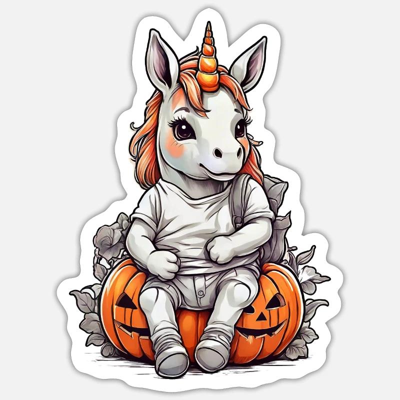 Halloween Einhorn Blankovorlage 4.0 - Sticker Größe S (10 x 10 cm) - Mattweiß