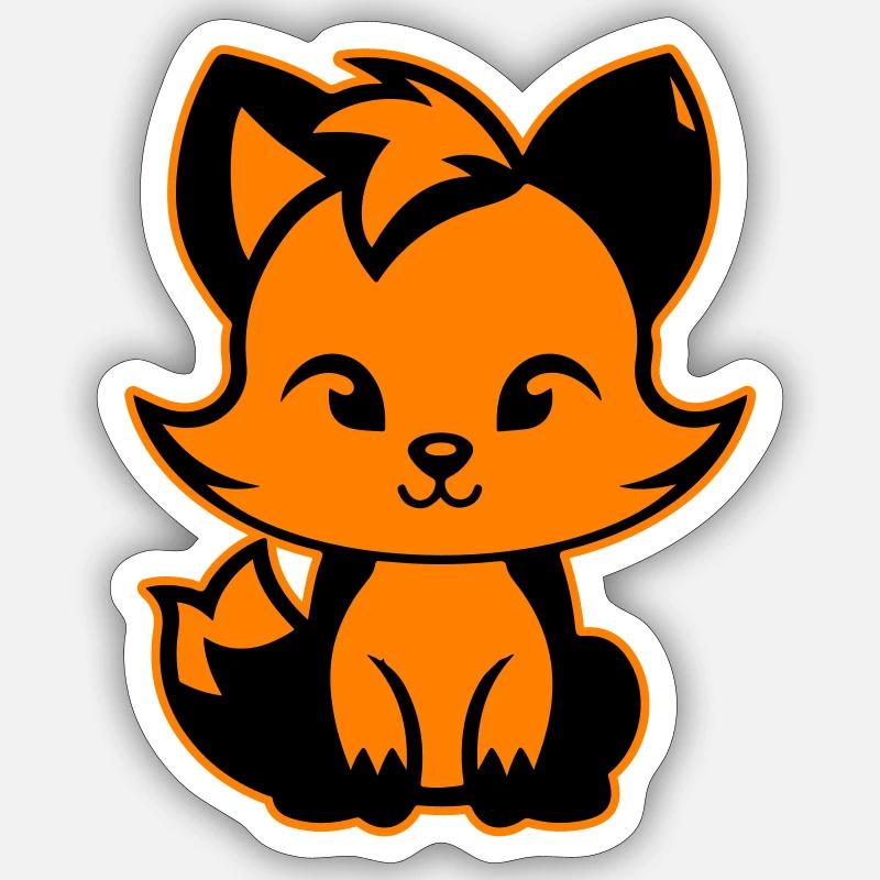 Renard mignon mignon bébé - Sticker taille S (10 x 10 cm) - blanc mat