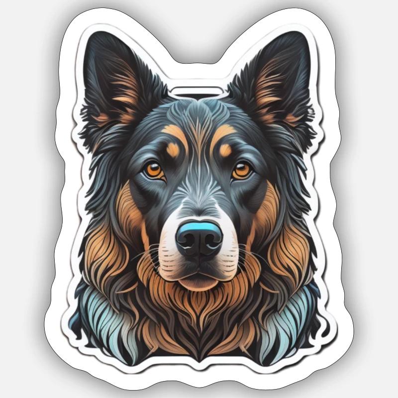 Chien de berger - Sticker taille S (10 x 10 cm) - blanc mat