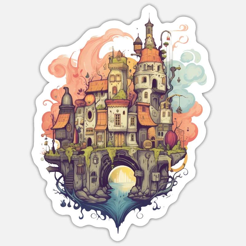 Fantasy Castle - Sticker size S (10 x 10 cm) - white matte
