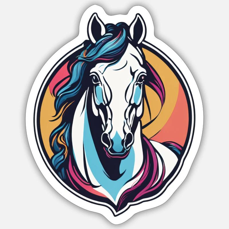 Cheval - Sticker taille S (10 x 10 cm) - blanc mat