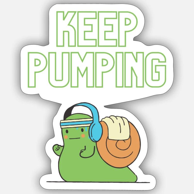 "Keep Pumping" - Screw Design - Sticker size S (10 x 10 cm) - white matte