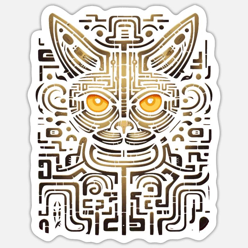 Uralte Katze - Sticker Größe S (10 x 10 cm) - Mattweiß