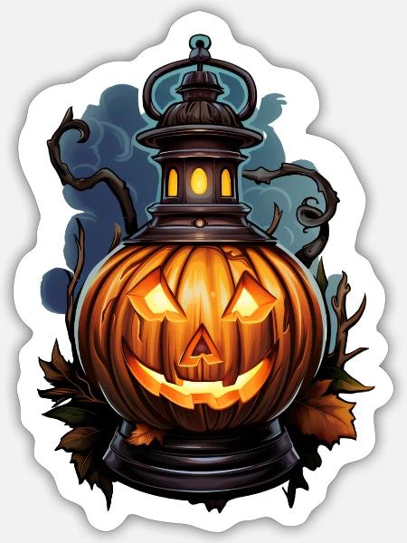 Halloween Kürbislaterne4 - Sticker Größe S (10 x 10 cm) - Mattweiß