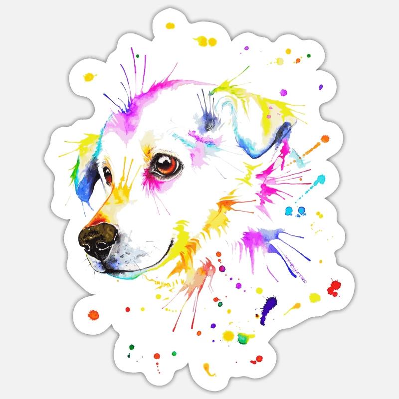 Petit chien mignon - Sticker taille S (10 x 10 cm) - blanc mat