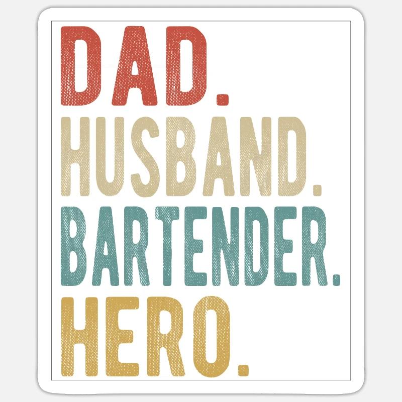 Barkeeper Papa Ehemann Held Sticker Größe S (10 x 10 cm)