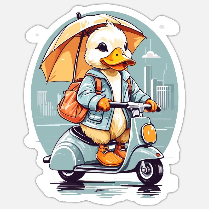 Duck with Roller - Sticker size S (10 x 10 cm) - white matte