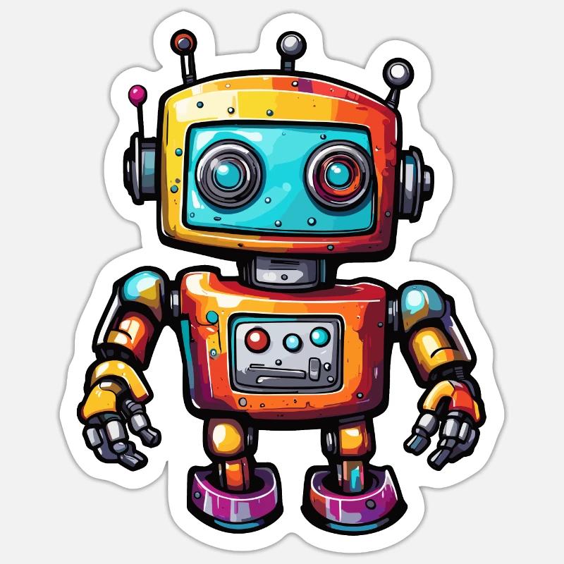 Robot / Machine / IA / Technologie / Mécanique Sticker taille S (10 x 10 cm)