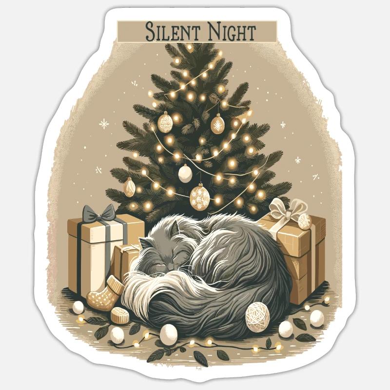 Chat - Douce nuit Sticker taille S (10 x 10 cm)