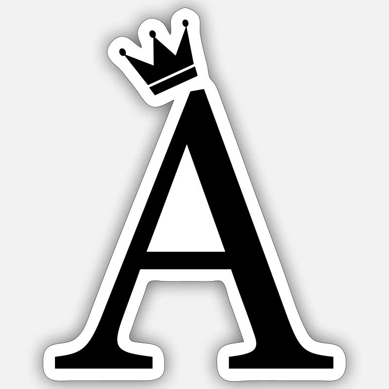 A Monogramm-Krone - Sticker Größe S (10 x 10 cm) - Mattweiß