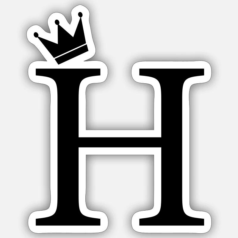 H Monogram Crown - Sticker size S (10 x 10 cm) - white matte