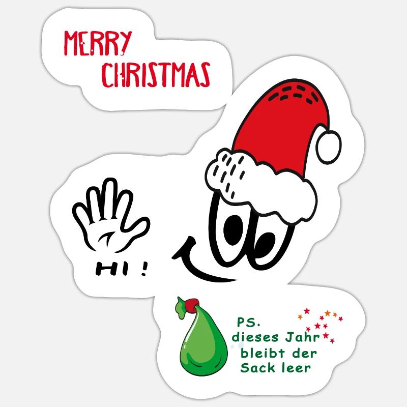 Weihnachtsmann, Merry Christmas, Comic - Sticker Größe S (10 x 10 cm) - Mattweiß
