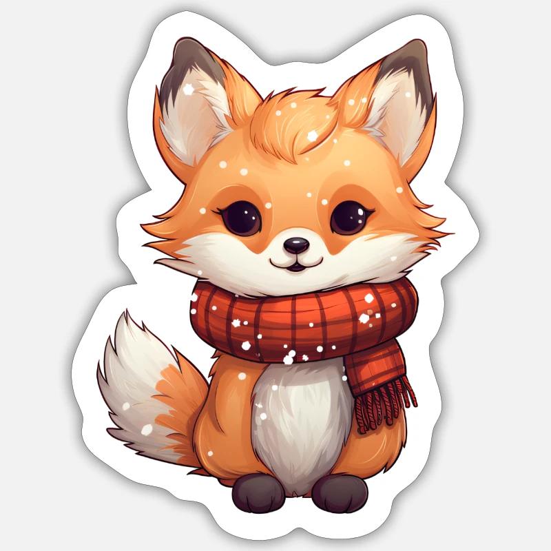 Winterliche Füchsin - Sticker Größe S (10 x 10 cm) - Mattweiß