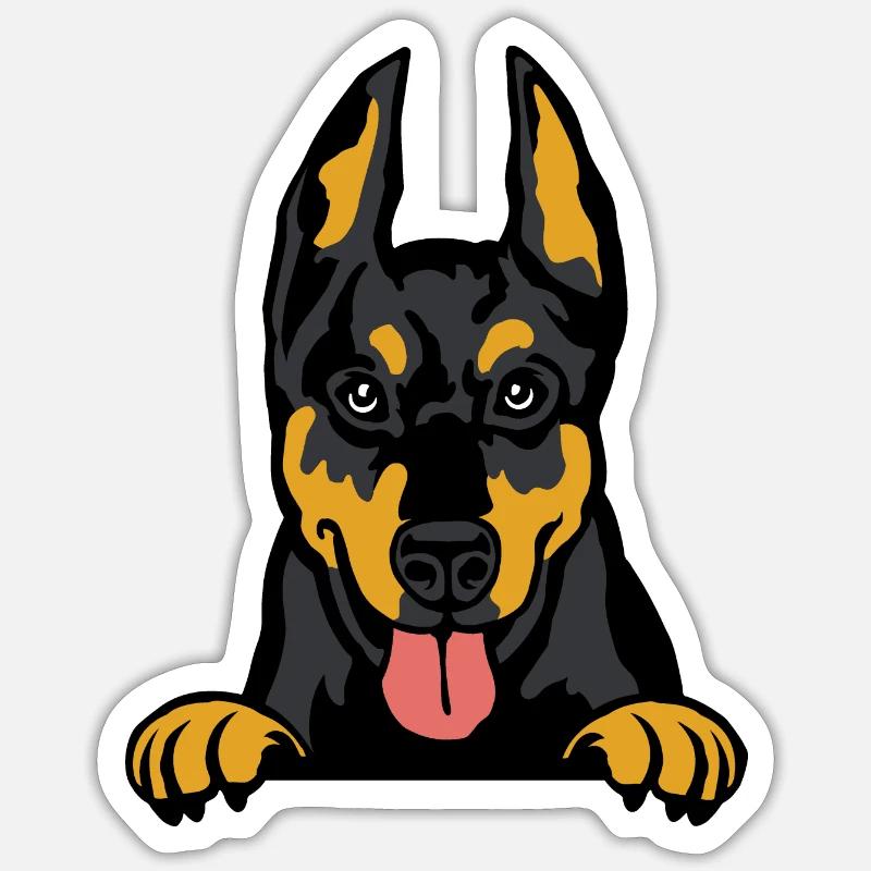 Doberman Majesty: Elegance in Strength - Sticker size S (10 x 10 cm) - white matte
