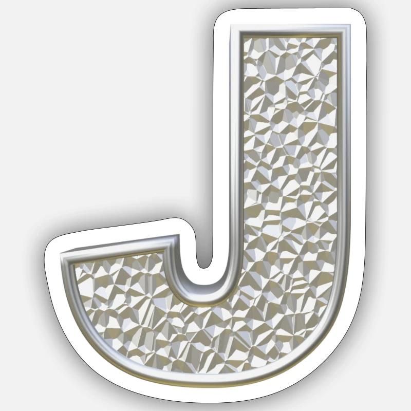 J, lettre, lettre J, initiale, initiale J, monogramme, - Sticker taille S (10 x 10 cm) - blanc mat