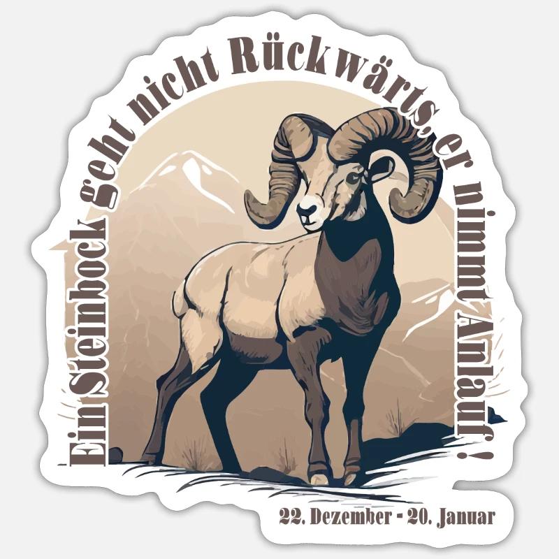 Geburtstag Steinbock Sternzeichen Spruch - Sticker Größe S (10 x 10 cm) - Mattweiß