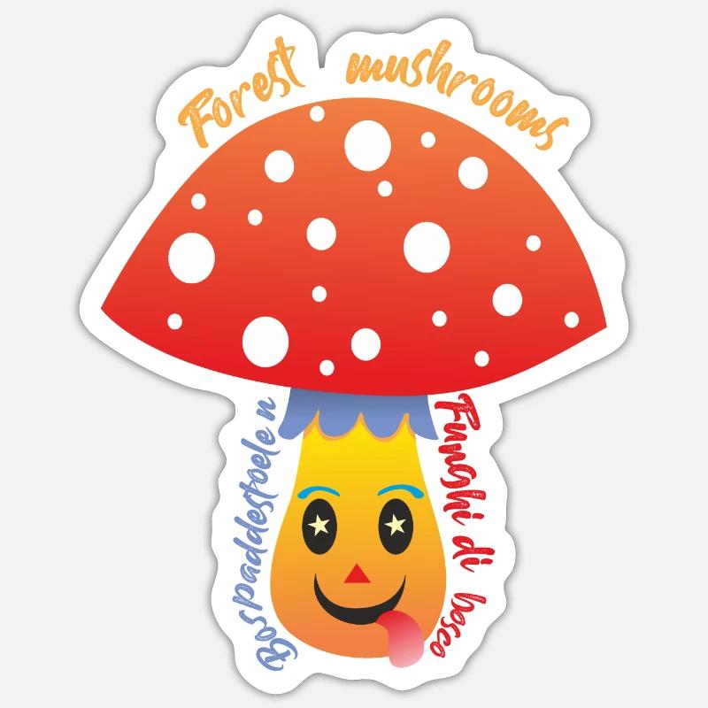 Forest mushrooms - Sticker size S (10 x 10 cm) - white matte
