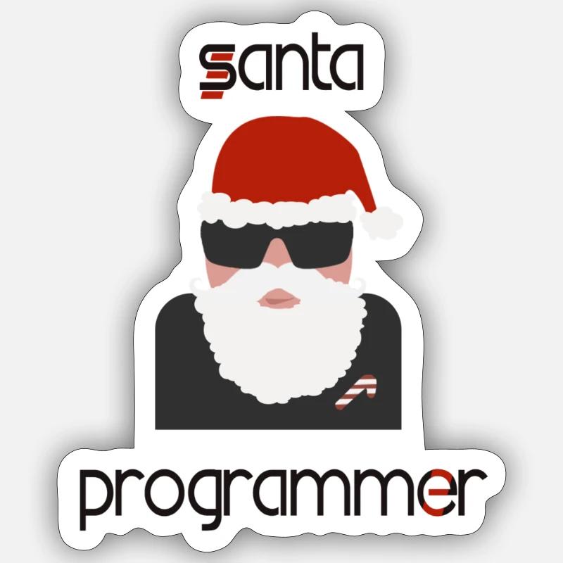 Programmeur Père Noël - Sticker taille S (10 x 10 cm) - blanc mat