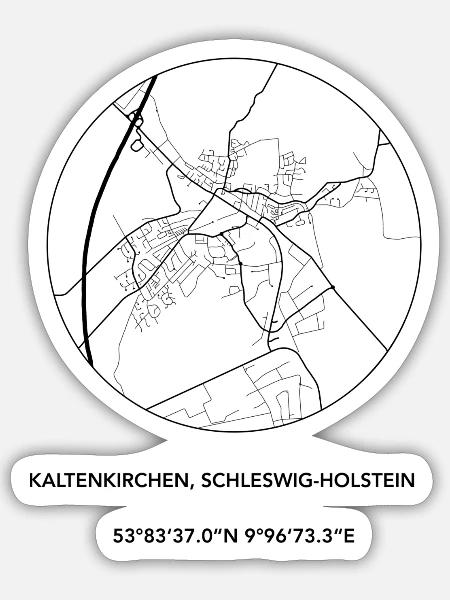 Kaltenkirchen City Map - Sticker Größe S (10 x 10 cm) - Mattweiß