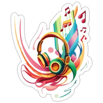Splash Headphones - Sticker size S (10 x 10 cm) - white matte - Front