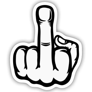 Middle Finger Hand Icon - Sticker size S (10 x 10 cm) - white matte - Front