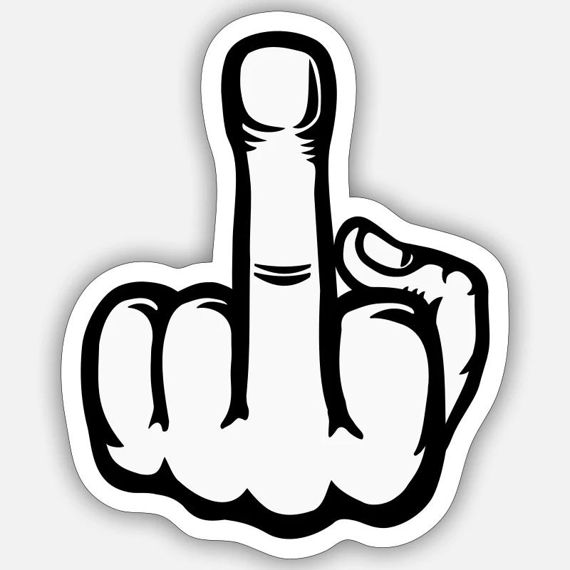 Middle Finger Hand Icon - Sticker size S (10 x 10 cm) - white matte