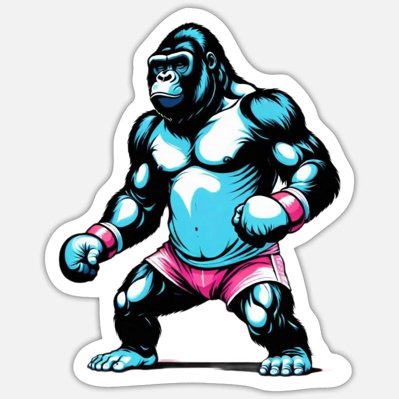Gorilla Boxer Boxen Sticker Größe S (10 x 10 cm)