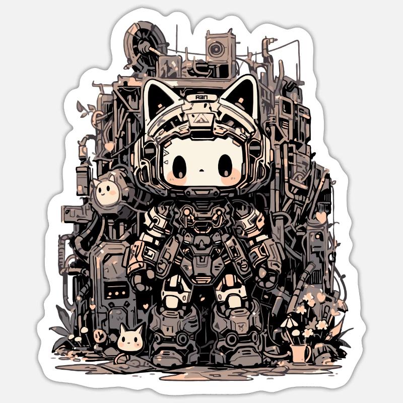 RoboCat - Sticker size S (10 x 10 cm) - white matte
