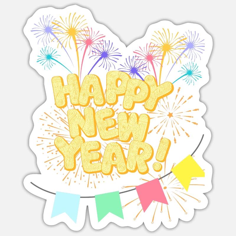 Bonne Année - Sticker taille S (10 x 10 cm) - blanc mat