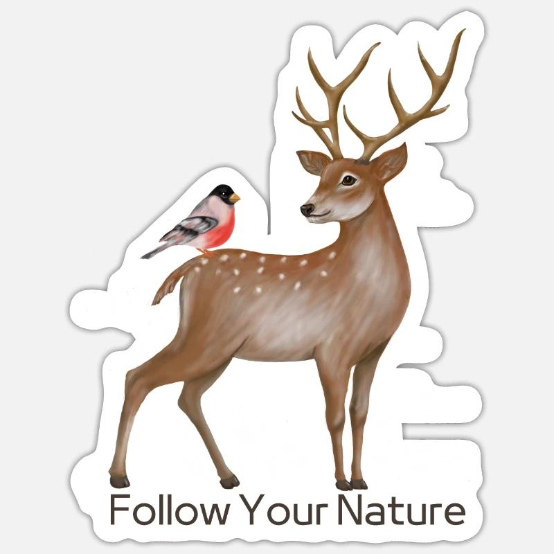Cerf - Sticker taille S (10 x 10 cm) - blanc mat