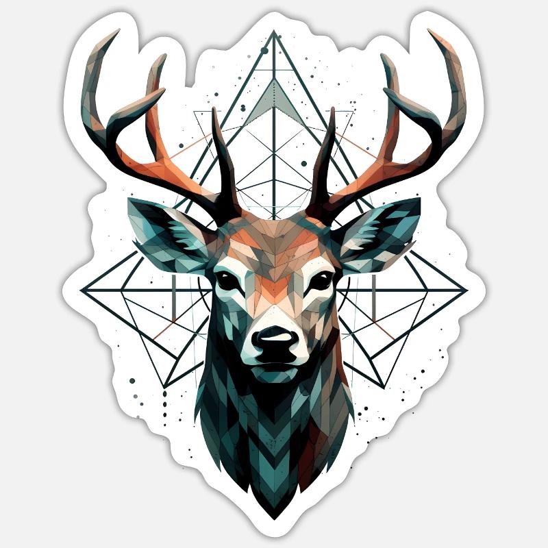 Geometric deer with geometric patterns Sticker size S (10 x 10 cm)
