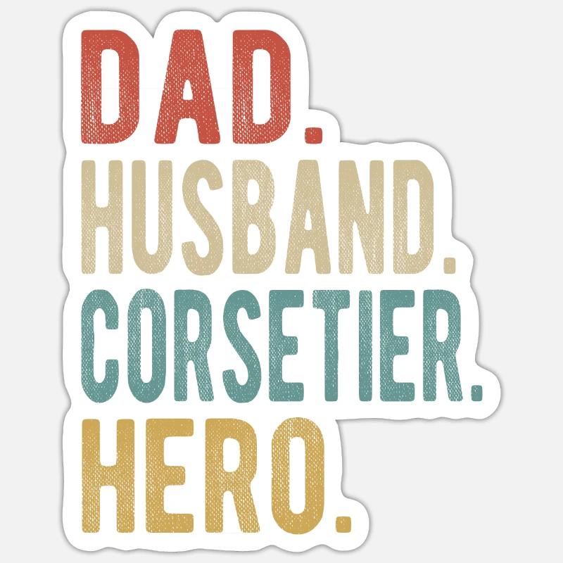 Korsett Papa Ehemann Held - Sticker Größe S (10 x 10 cm) - Mattweiß