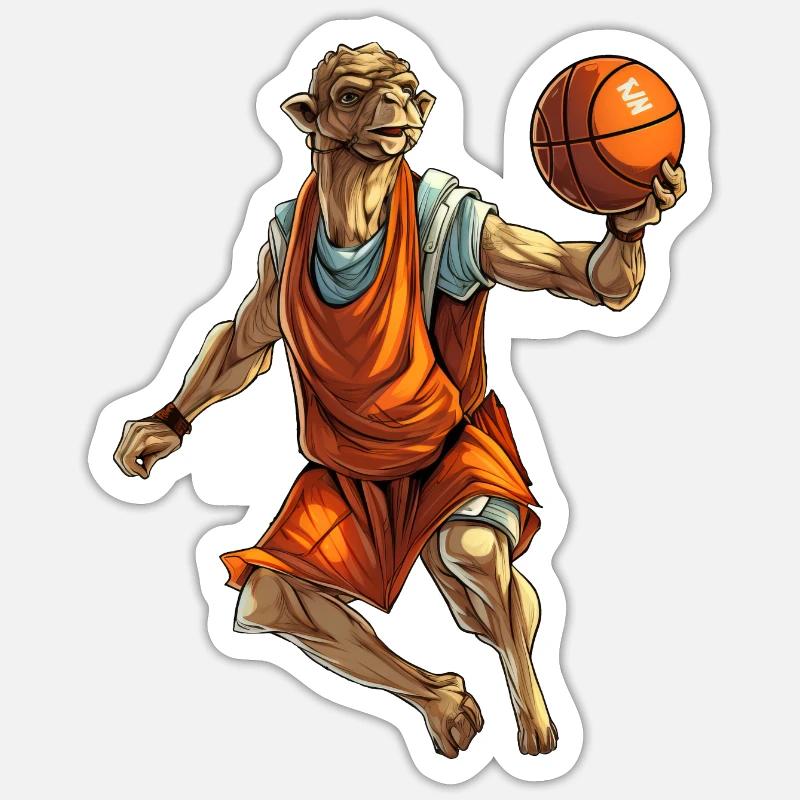 Joueur de basket-ball Camel - Sticker taille S (10 x 10 cm) - blanc mat