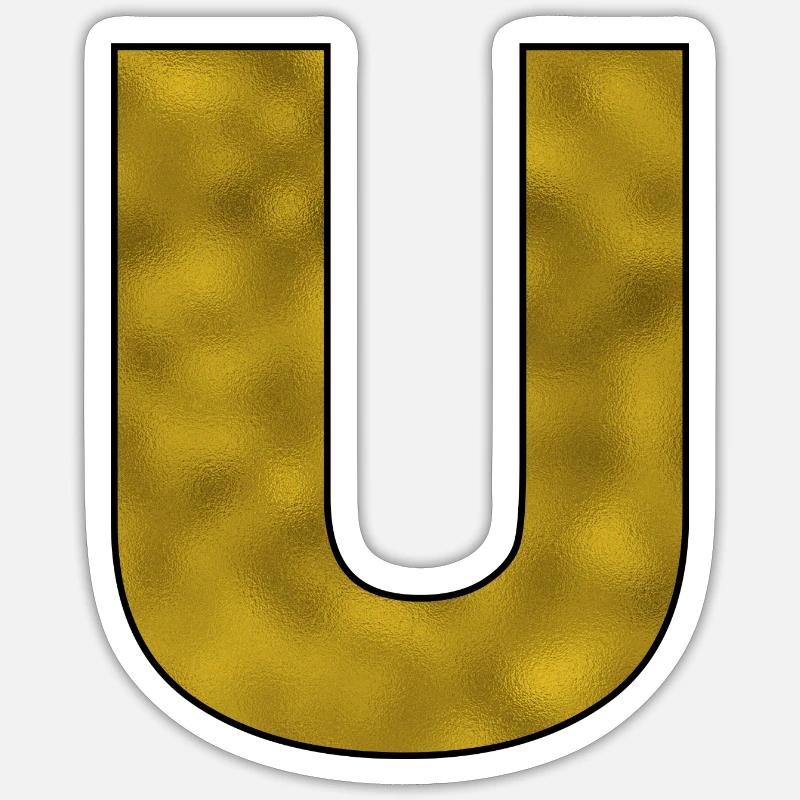 Lettre U Or - Sticker taille S (10 x 10 cm) - blanc mat