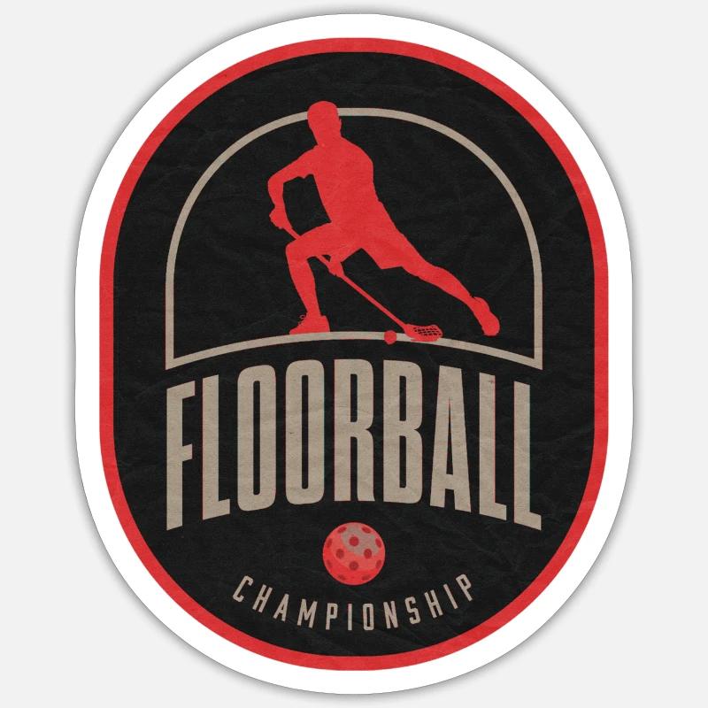Floorball Meisterschaft Patch - Sticker Größe S (10 x 10 cm) - Mattweiß
