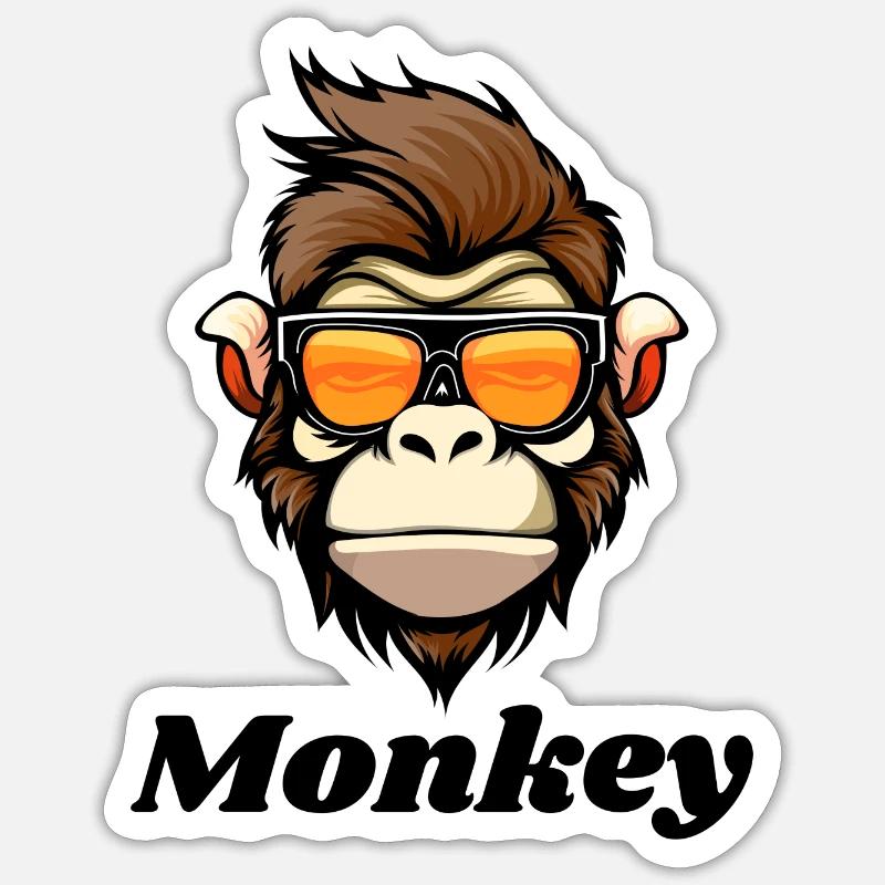 Affe, Affe, Primat - Sticker Größe S (10 x 10 cm) - Mattweiß
